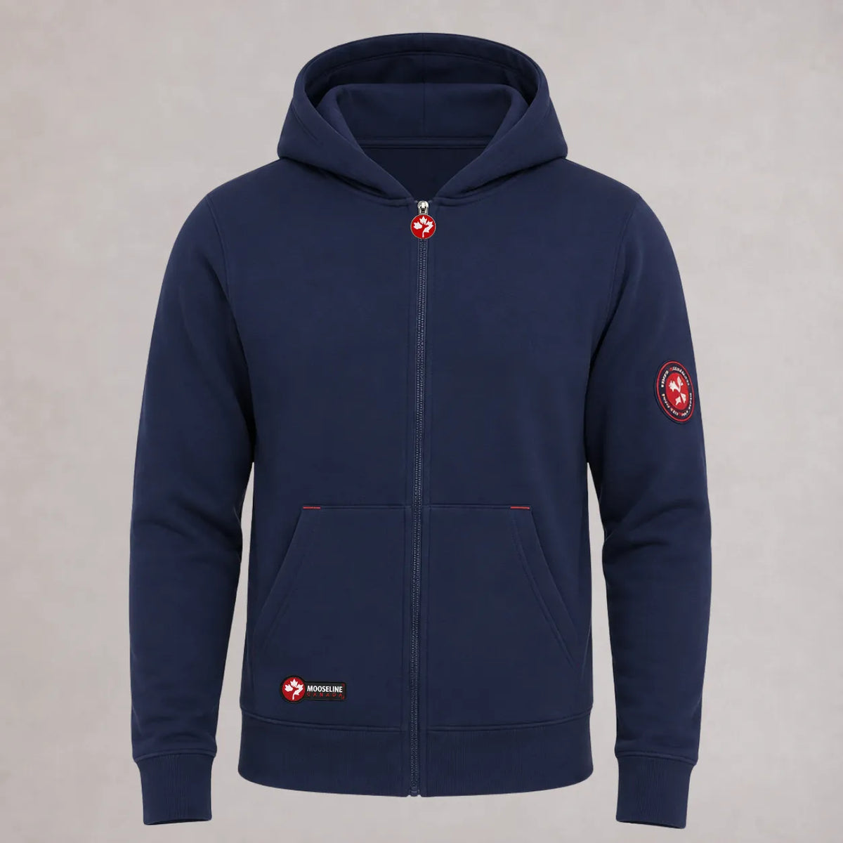 Fleece Navy Blue Zip Hoodie Redline | Premium Fleece Hoodie – MooseLine Canada