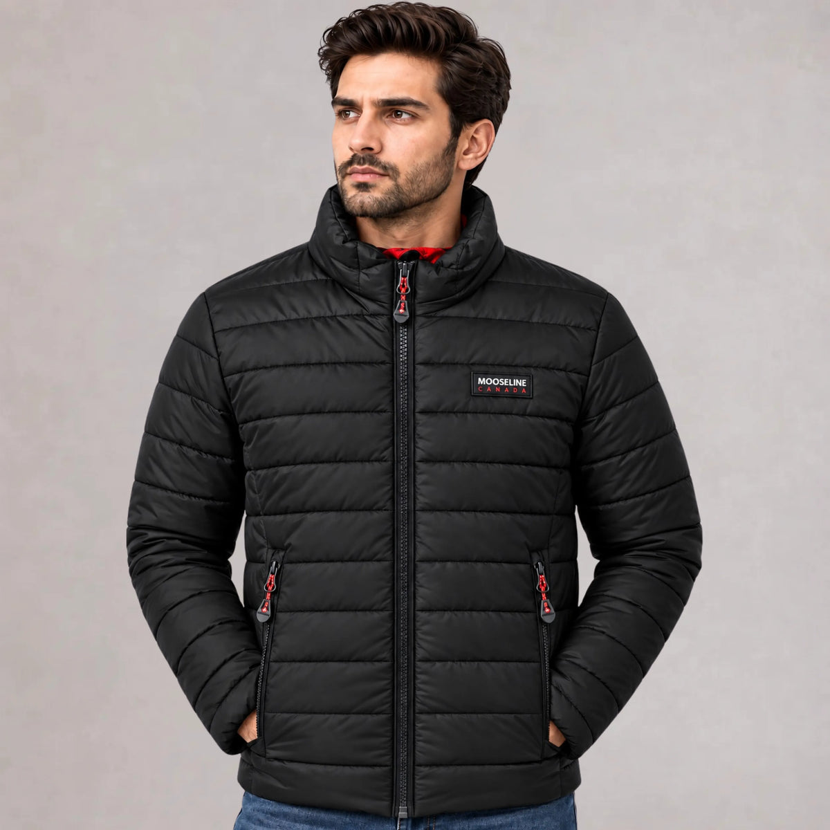 Men's Bubble Jacket Black — 300 GSM Quilted Winter Jacket | Mooseline Canada