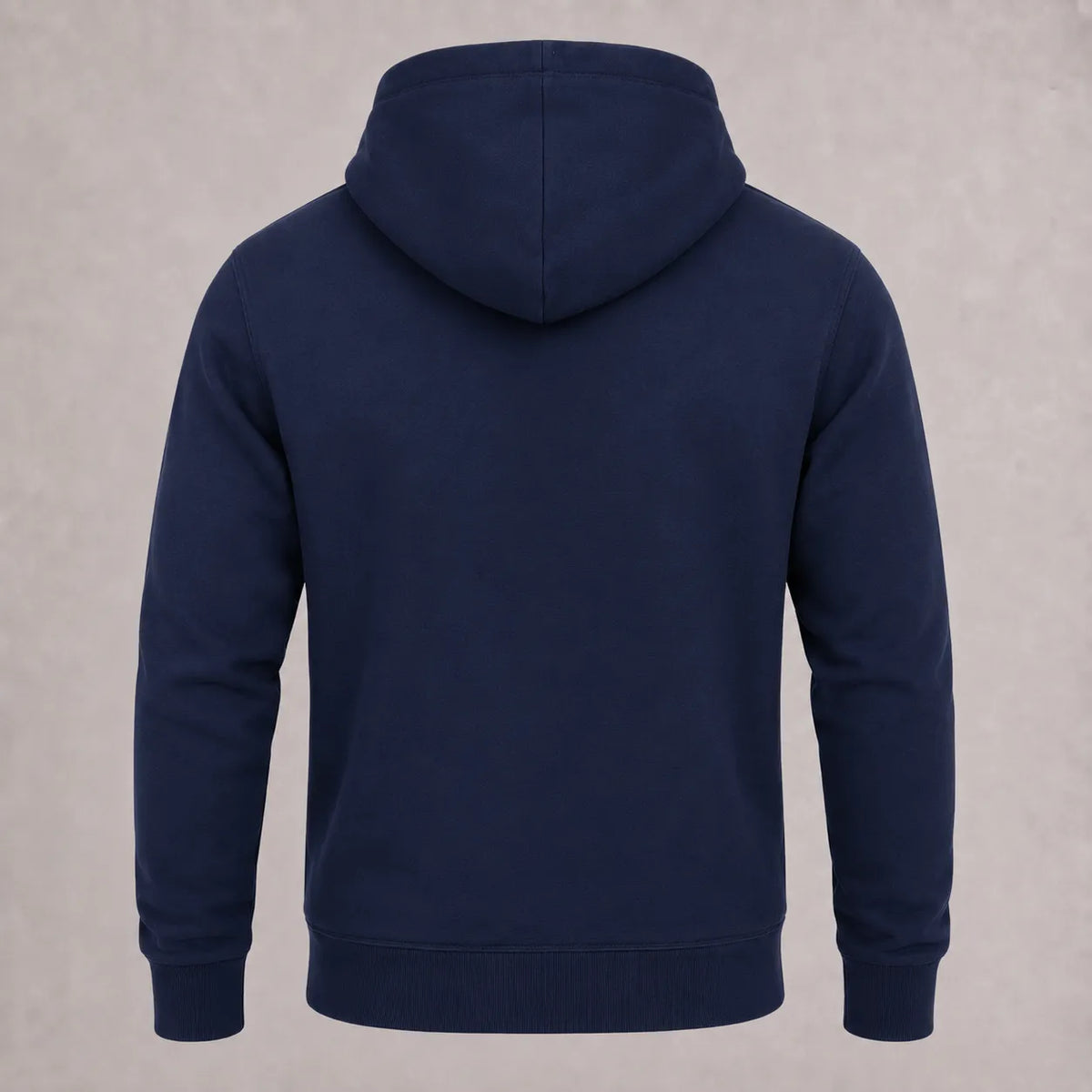 Fleece Navy Blue Zip Hoodie with Leather Badges | MooseLine Canada