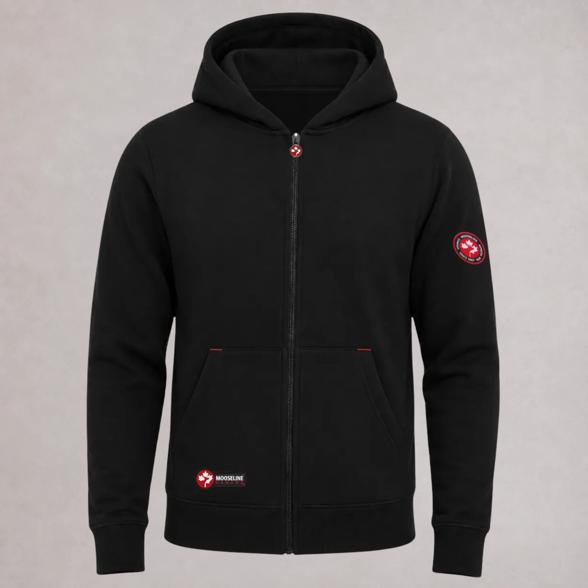 Fleece Black Zip Hoodie Redline | Premium Fleece Hoodie – MooseLine Canada