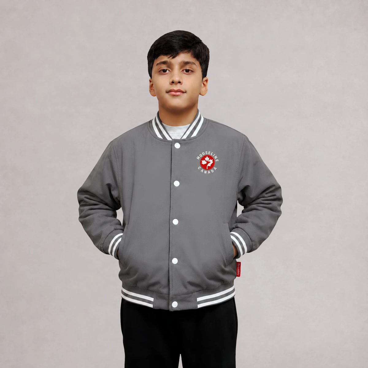 MooseLine Kids Varsity Jacket Grey | MooseLine Canada