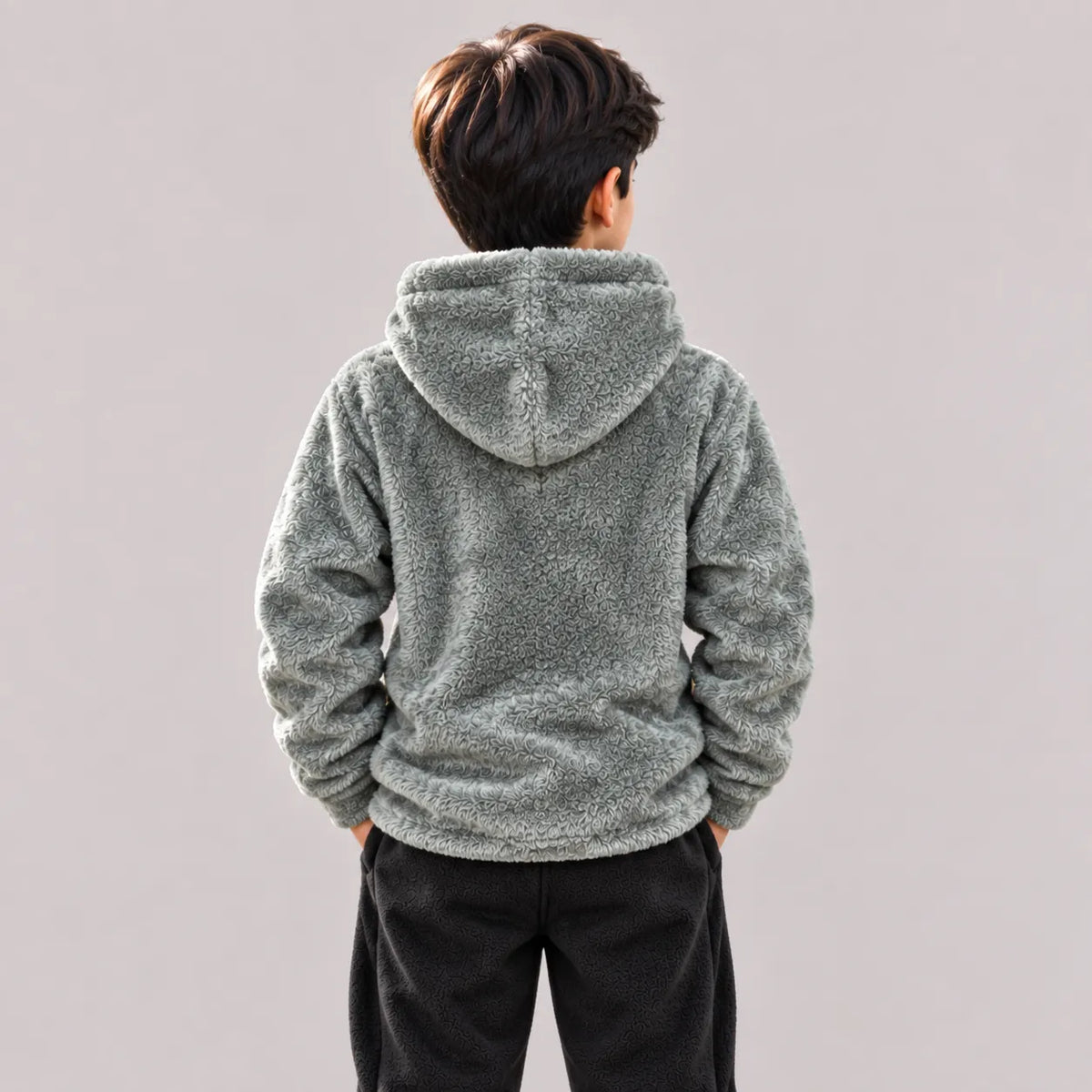 Kids Sherpa Fleece Hood – Olive | Mooseline Canada