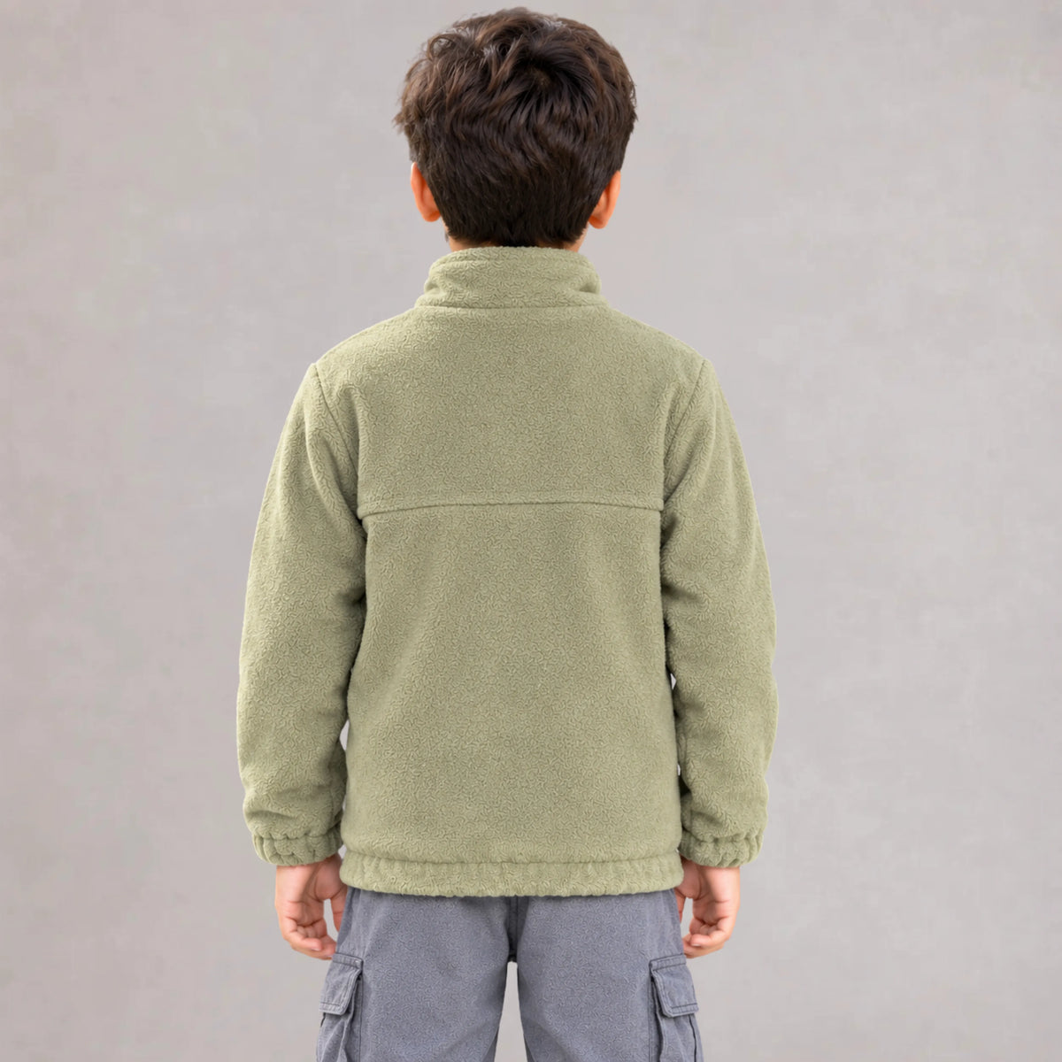 Kids Polar Fleece Half-Zip – Olive | MooseLine Canada