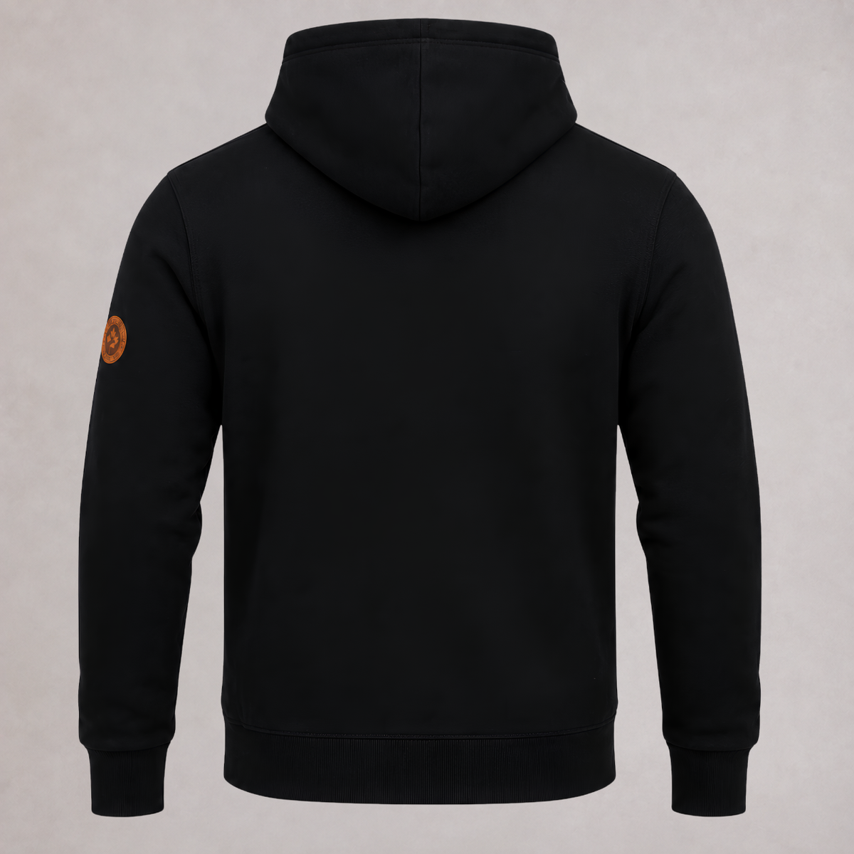 Fleece Black Zip Hoodie with Leather Badges | MooseLine Canada