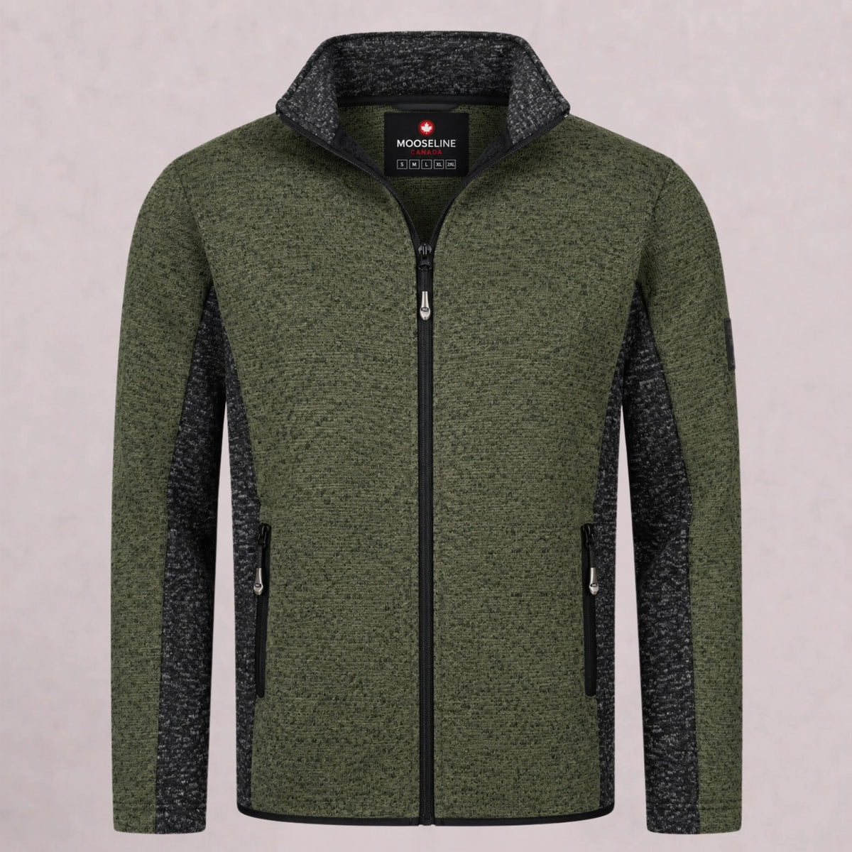 Sweater Knit with Sherpa – Olive Green / Black | Mooseline Canada
