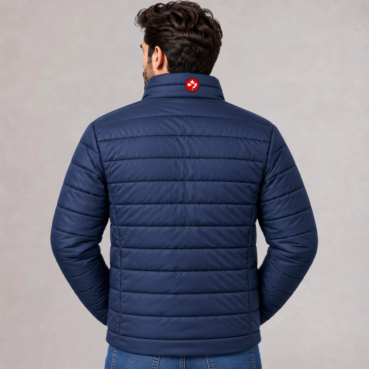 Men's Bubble Jacket Blue — 300 GSM Quilted Winter Jacket | Mooseline Canada