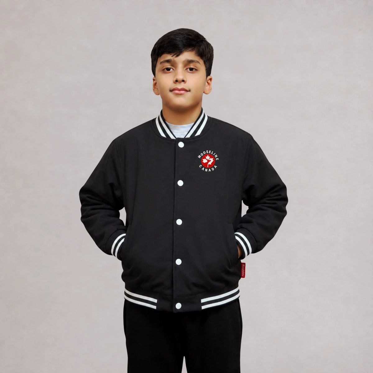 MooseLine Kids Varsity Jacket – Black | MooseLine Canada