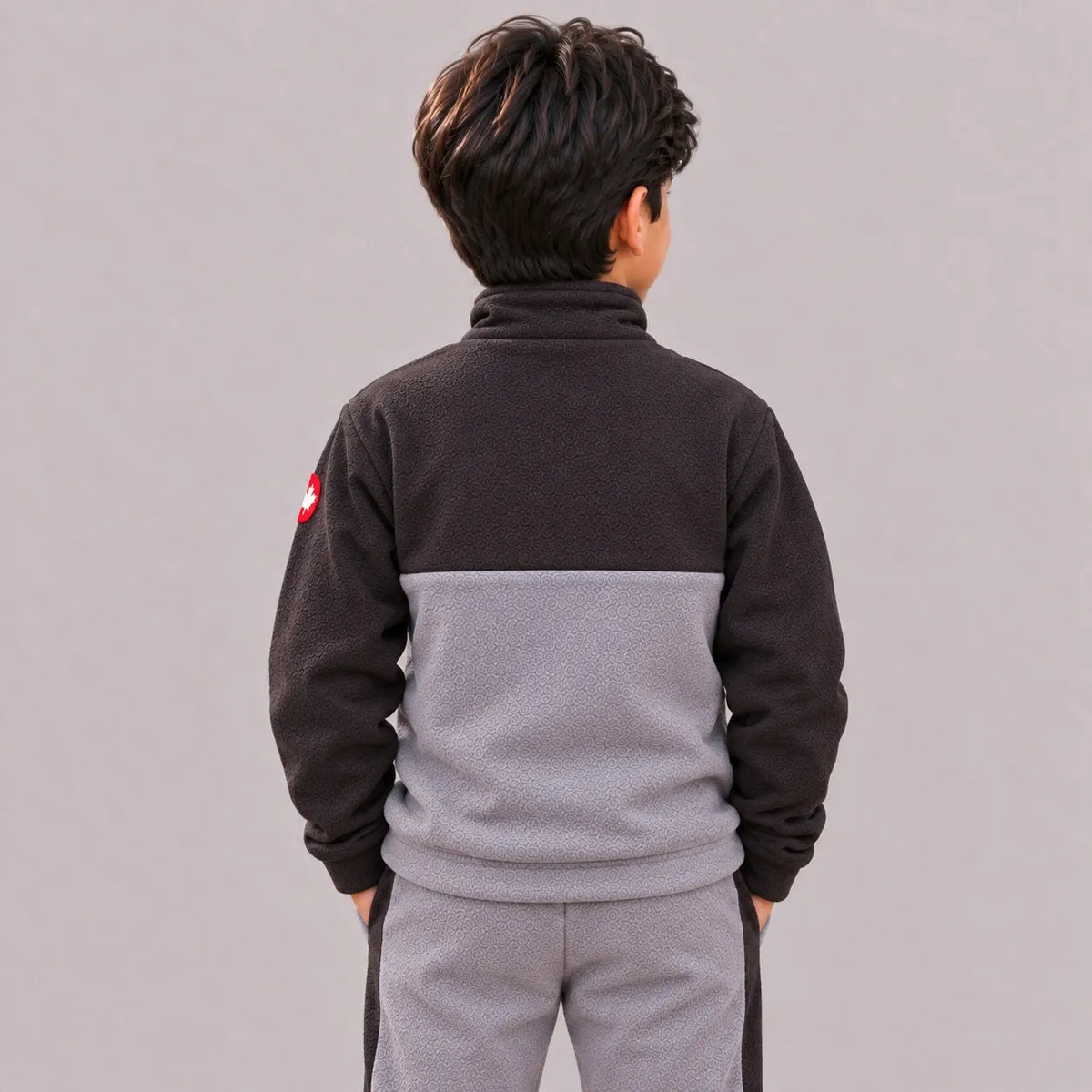 Kids Polar Fleece Half-Zip – Black & Gray | Mooseline Canada