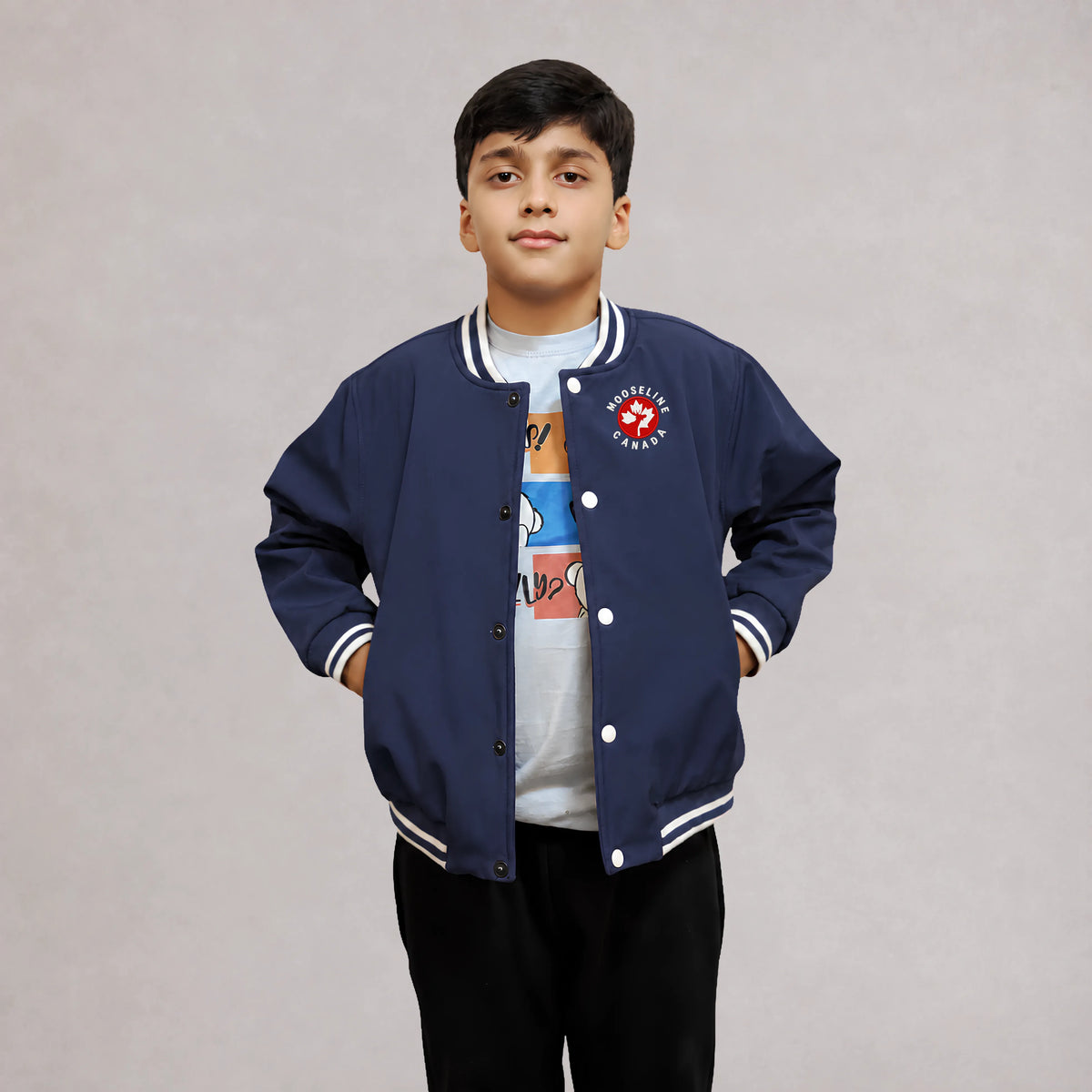 MooseLine Kids Varsity Jacket – Blue | MooseLine Canada