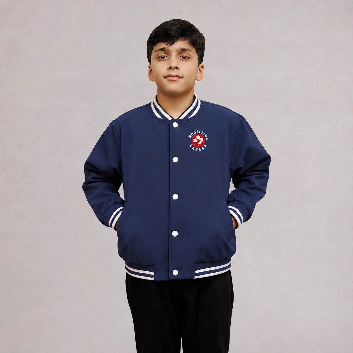 MooseLine Kids Varsity Jacket – Blue | MooseLine Canada