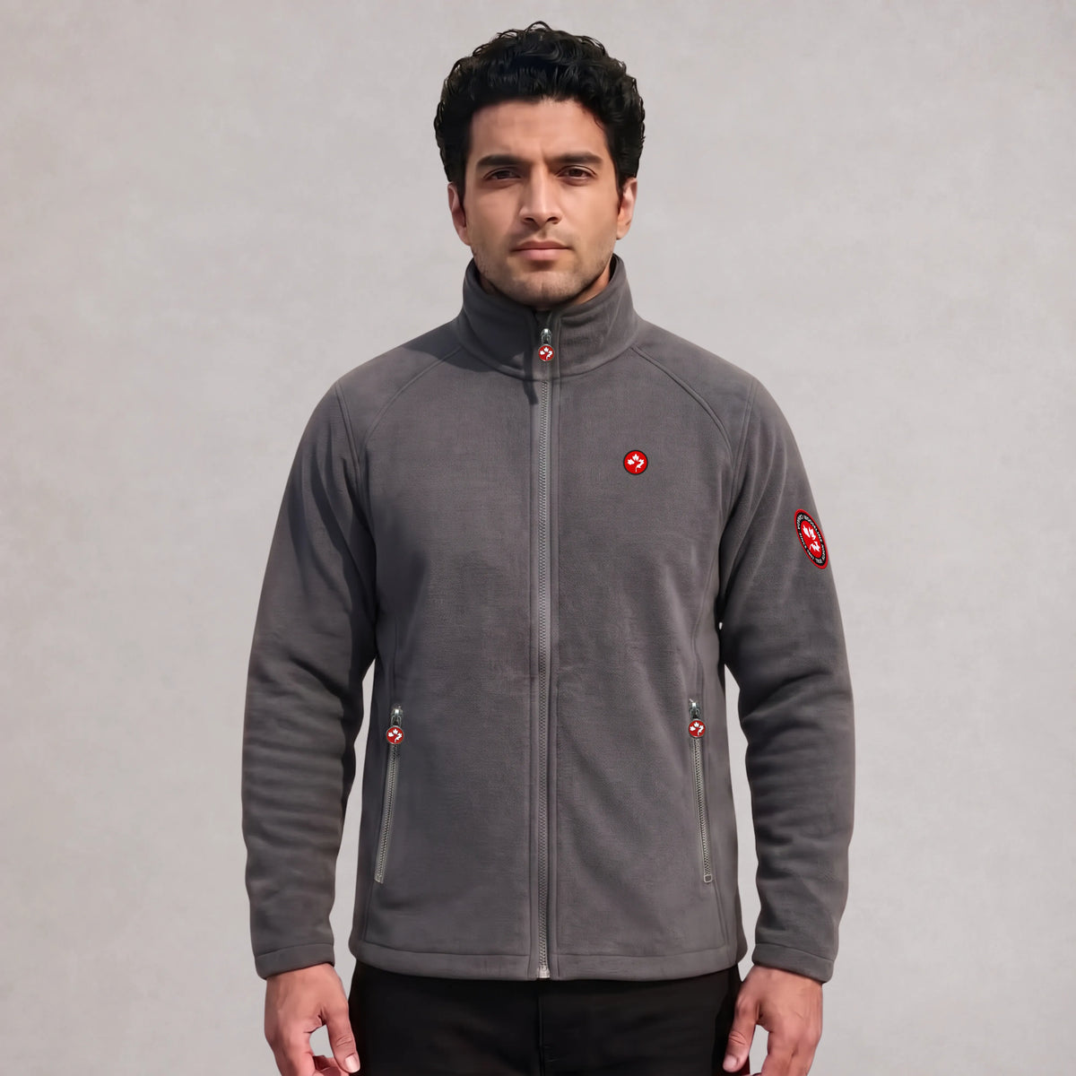 MooseLine Men's Polar Fleece Jacket – Grey | Premium Winter Fleece