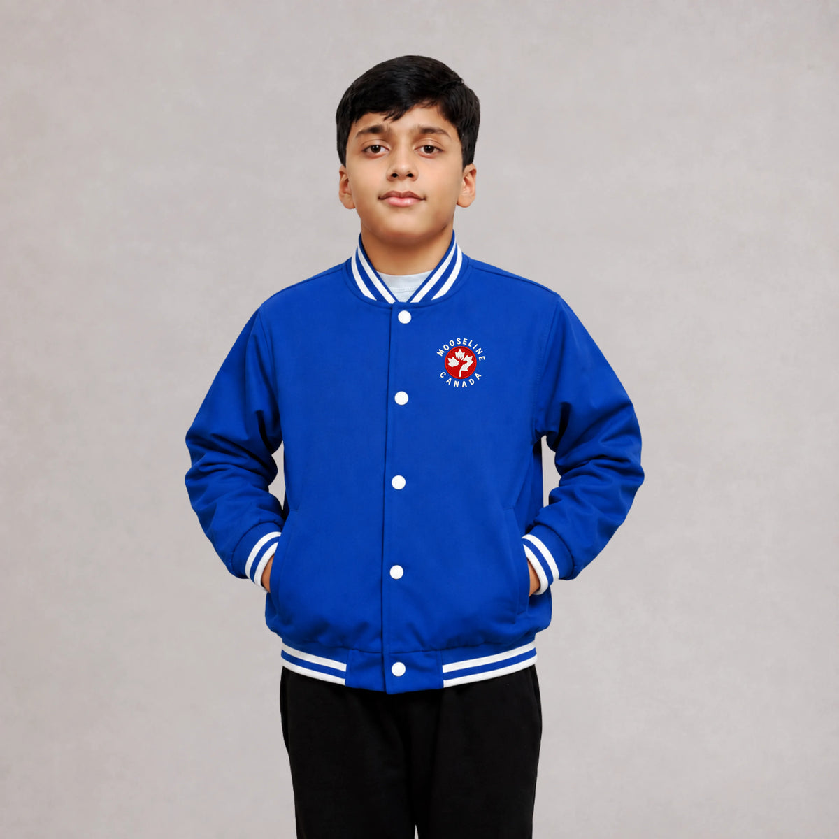 MooseLine Kids Varsity Jacket – Navy | MooseLine Canada