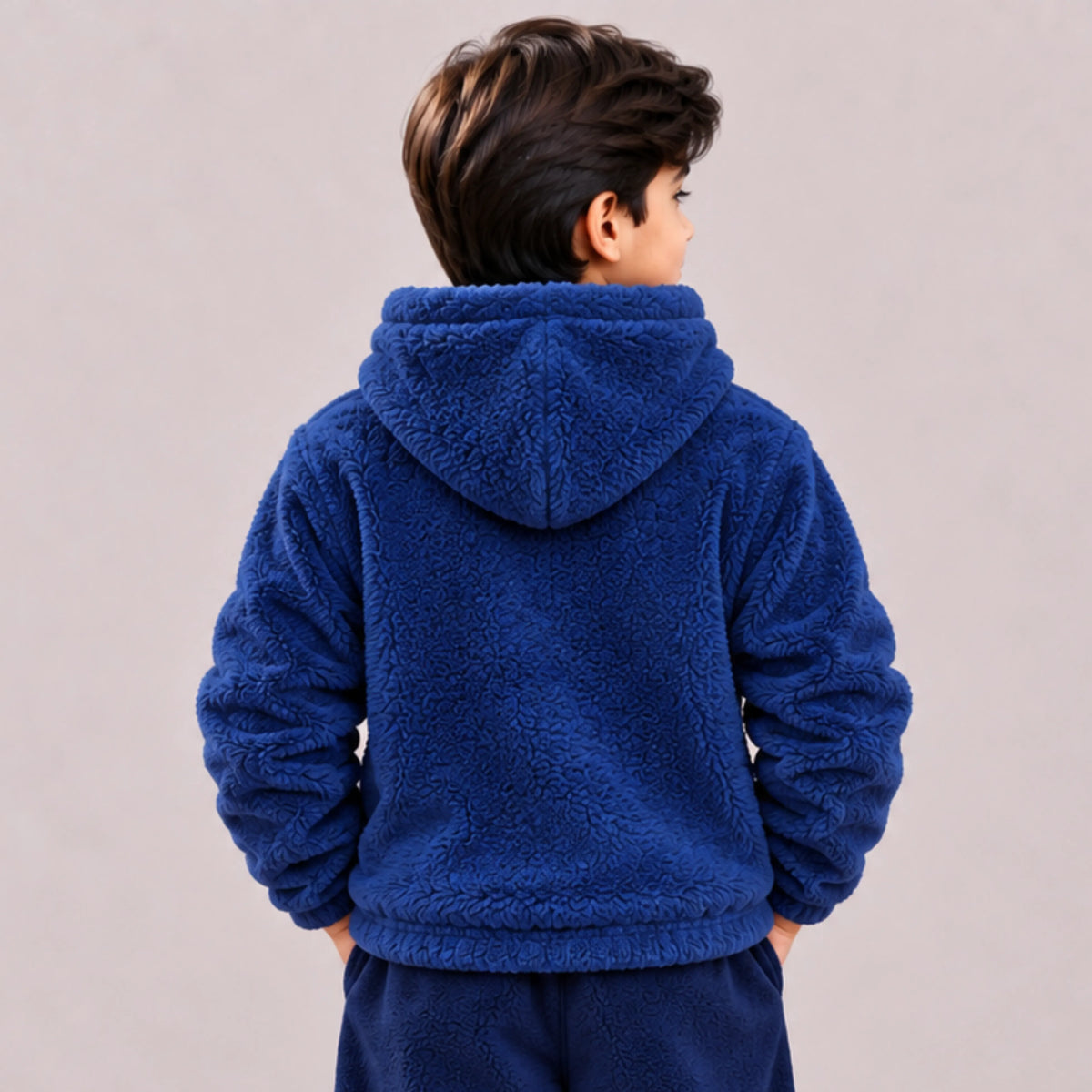 Kids Sherpa Fleece Hood - Navy | Mooseline Canada