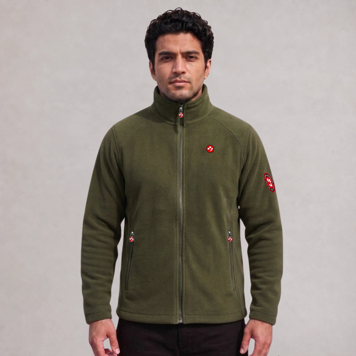 MooseLine Men's Polar Fleece Jacket – Olive | Premium Winter Jacket