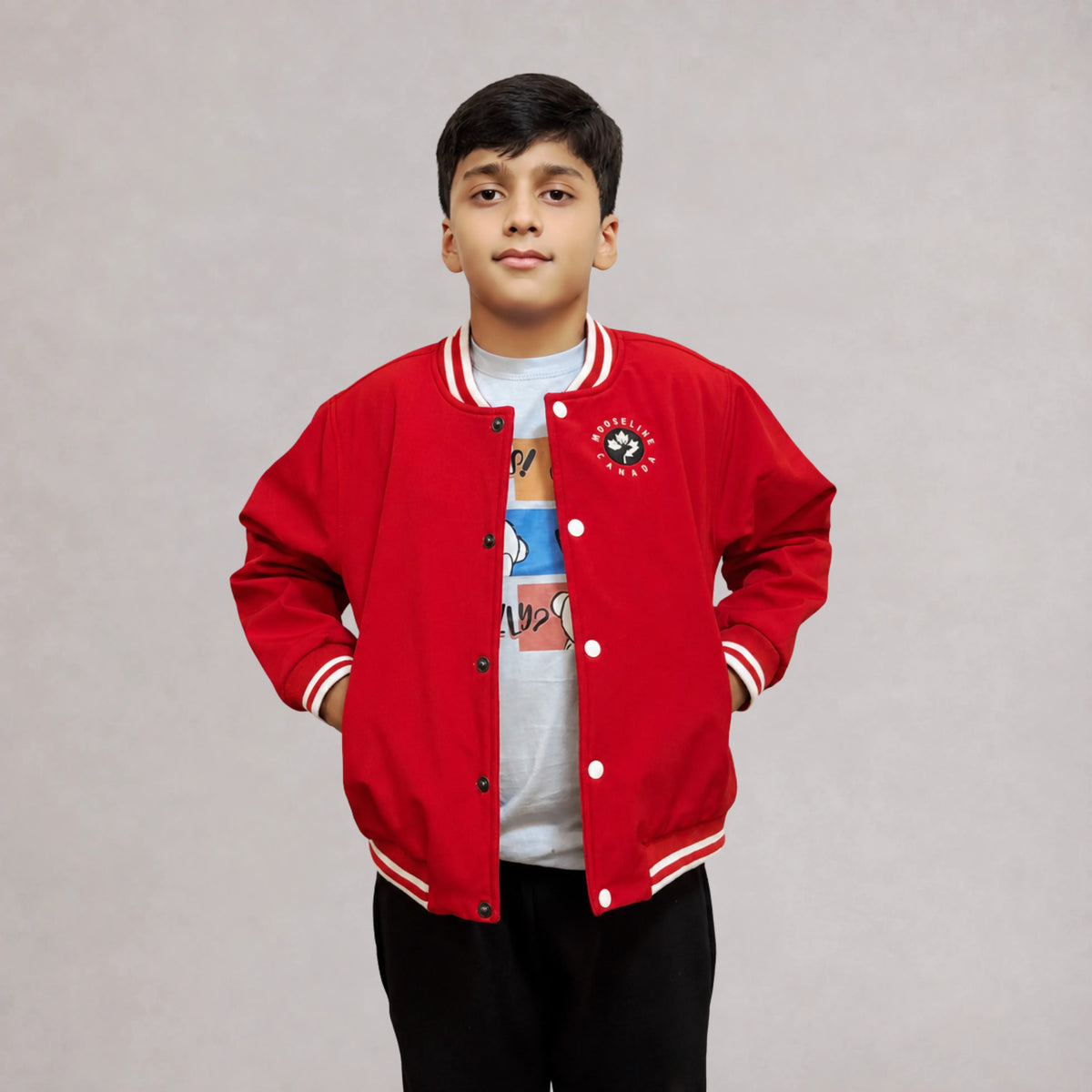 MooseLine Kids Varsity Jacket – Red | MooseLine Canada