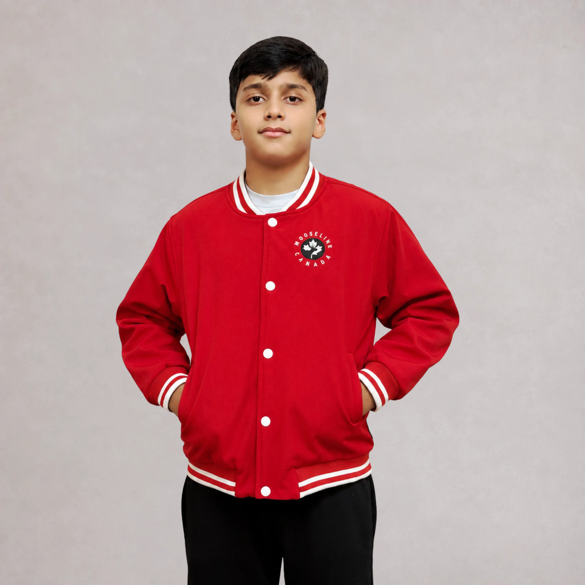 MooseLine Kids Varsity Jacket – Red | MooseLine Canada